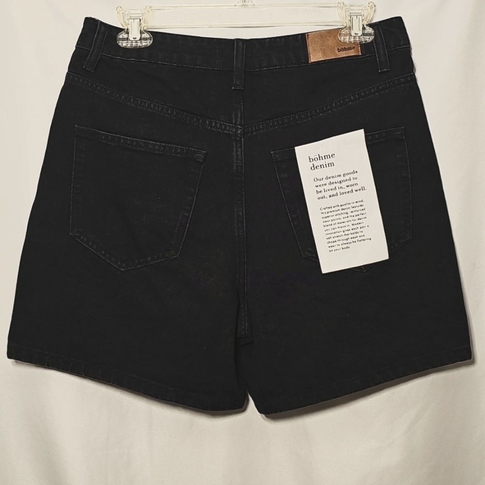 bohme Womens Black 5-pocket High-rise Cotton Denim Jean Shorts M - Picture 2 of 5